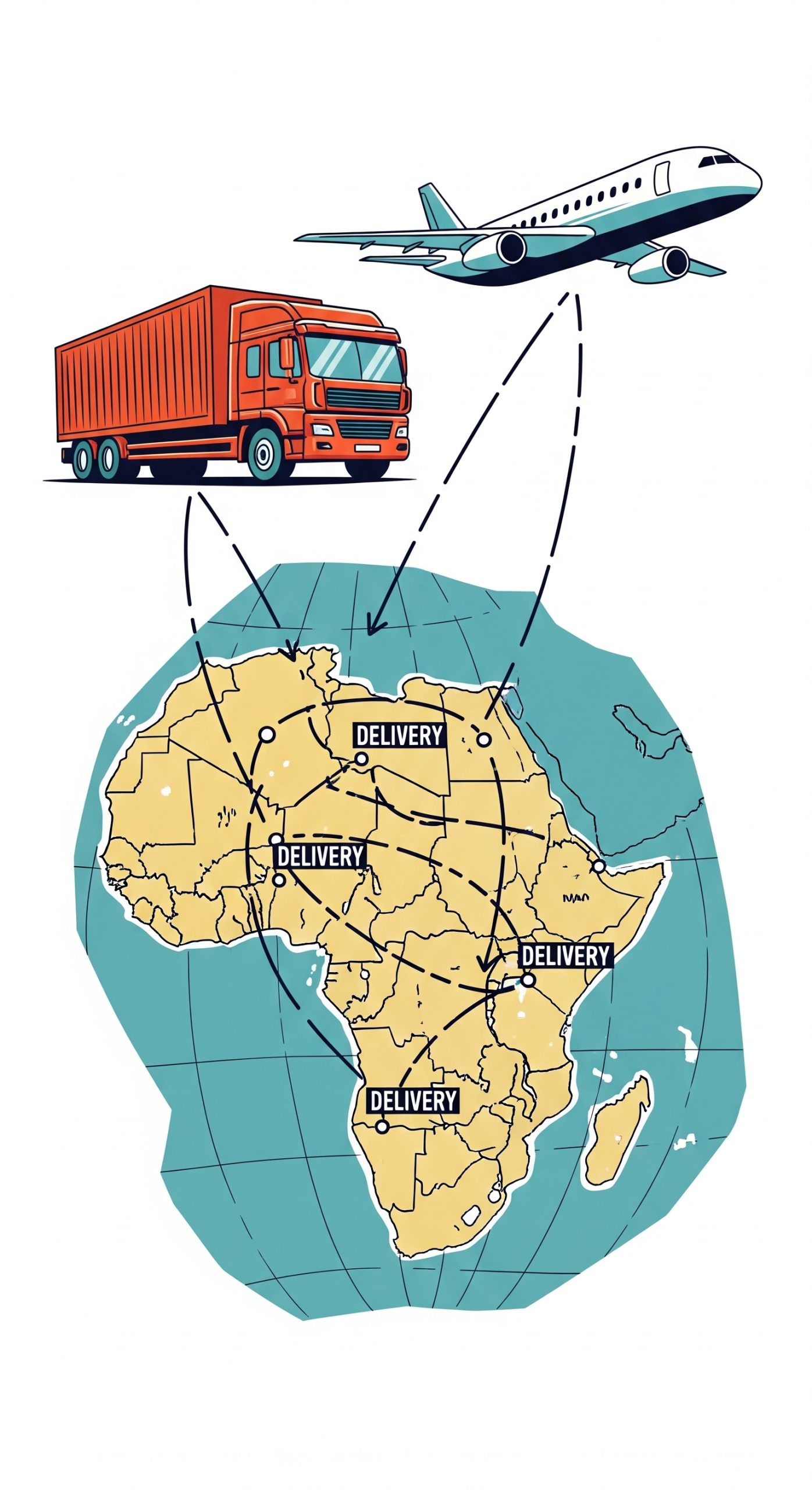 Processus logistique pour acheter du Bazin en gros et le faire livrer en Afrique.