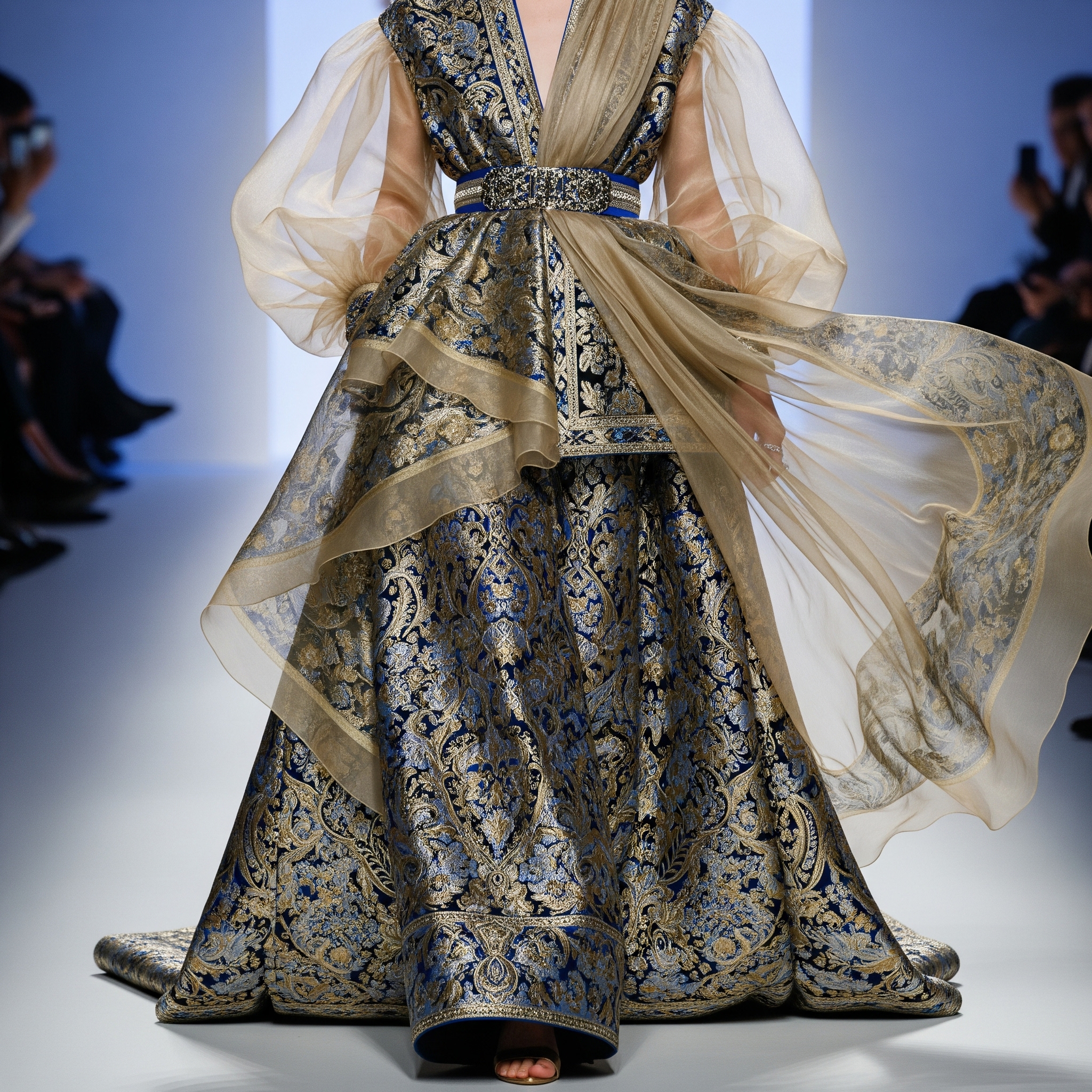 Illustration du défilé de Lagos Fashion Week mettant en avant du bazin