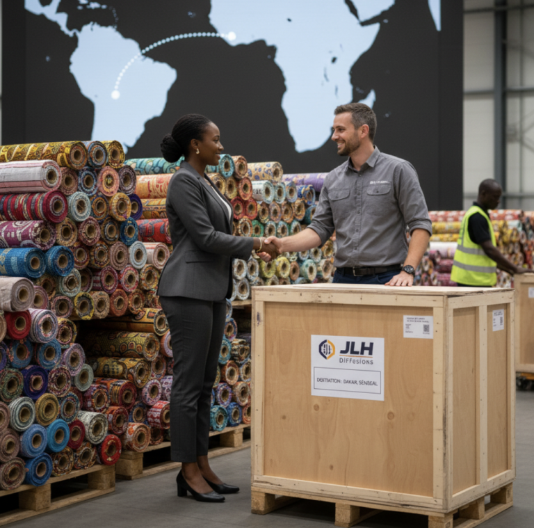 Image d'un entrepôt qui stock du Bazin, représentant la logistique en Afrique